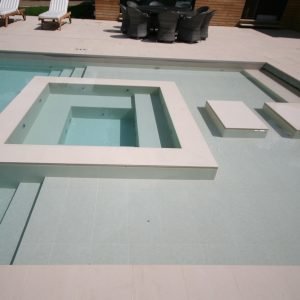 Pool with Stepping Stones to Spa